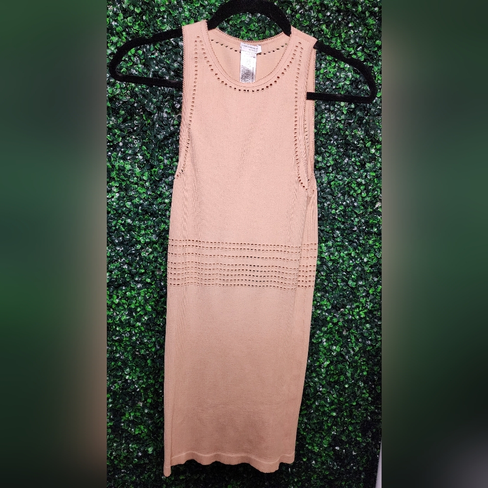 Zara Sleeveless Knit Midi Dress in Nude Pink